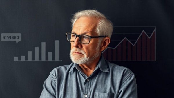 Older man reflecting on savings chart showing retirement reality gap, how people over 55 save wrong.