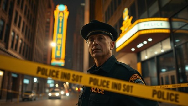 Federal Intervention Chicago Gun Violence: Crime scene investigation at night with caution tape.