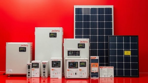 Jackery Power Station Deals displayed on a vibrant red background for Black Friday.