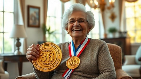 101-year-old U.S. Army veteran smiling with medal, bright room