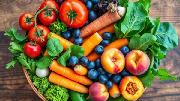 Colorful organic vs inorganic foods displayed in bowls.