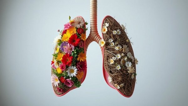Artistic portrayal of lung cancer symptoms in women.