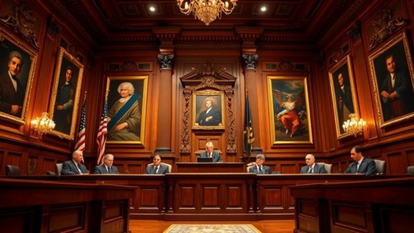 Judicial bench in ornate courtroom, Pennsylvania Supreme Court transparency ruling.