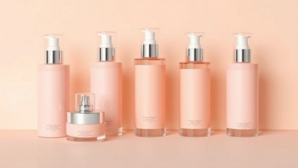 Elegant anti-aging serum bottles arranged on a pastel background.