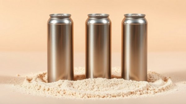 Silver dry shampoo cans on textured beige powder.