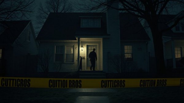 Investigation scene at night after a deadly shooting in Fox Chase, Philadelphia.