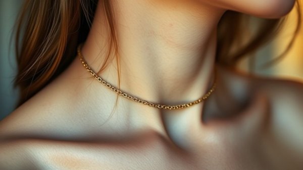 Smooth neck with a gold chain, showcasing neck cream benefits.