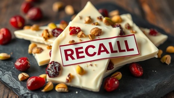 Aldi Holiday Bark with cranberries and pistachios marked for recall.