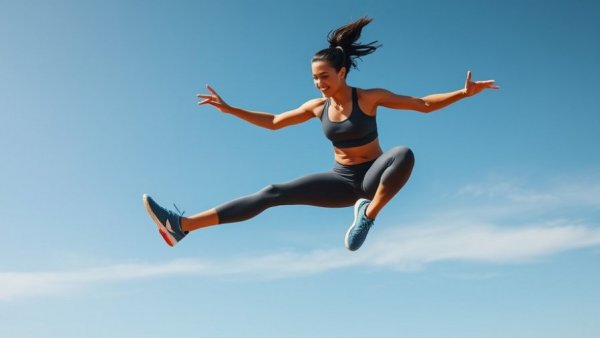 Dynamic jump exercise for longevity under a clear sky.