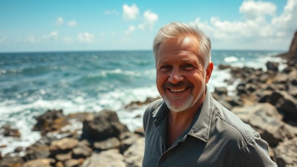 Don't miss out on eco-tourism in the Cayman Islands: man by rocky seashore.