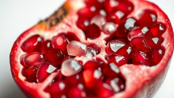 Close-up of halved pomegranate highlighting red seeds, foods high in antioxidants.