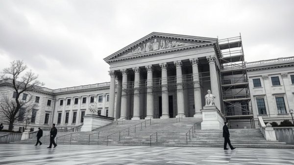 Supreme Court under renovation with security presence.