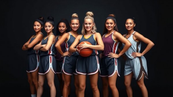 Confident Middletown girls basketball team in studio pose.