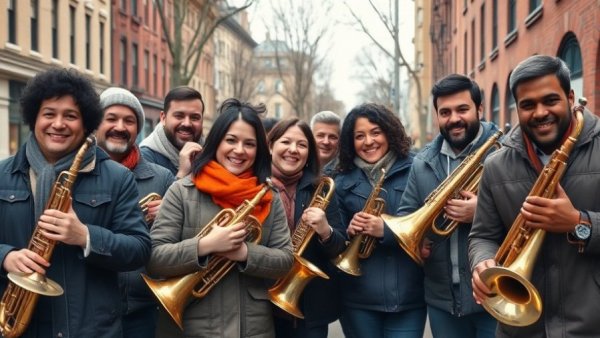 Joe Ferry Christmas String Band community support event with musicians playing.
