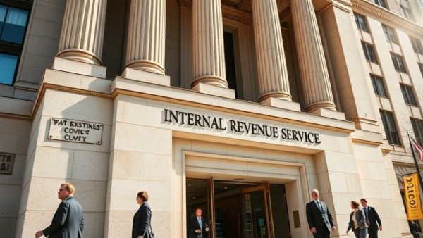 IRS building with people outside, illustrating distributions.