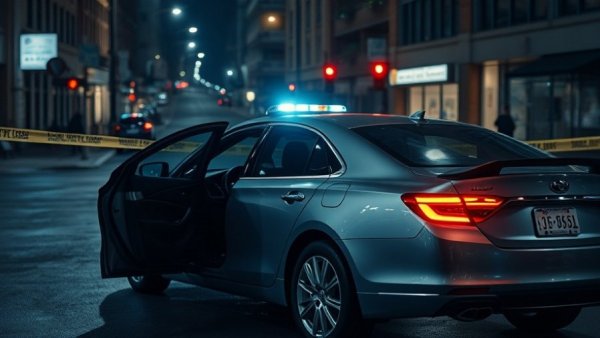 Germantown gun violence scene with car, police tape.