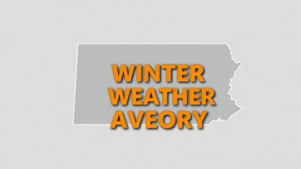 Winter weather advisory in Pennsylvania highlighted in orange.
