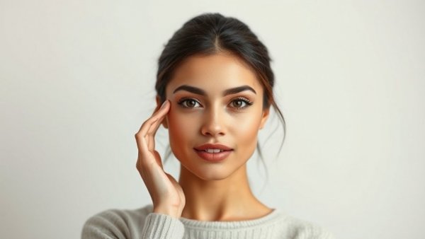 Confident young woman protecting her skin barrier in a studio setting