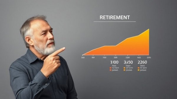 Mature man discusses retirement planning graph highlighting age 56.