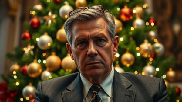 Trump Christmas Day setting with festive decorations.