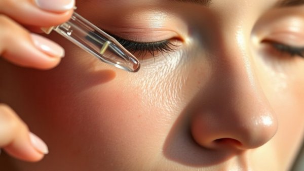 Close-up of Vitamin C serum application for glowing skin