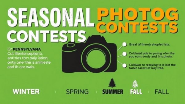 Flyer for Pennsylvania photo contests with camera icon and seasonal themes.
