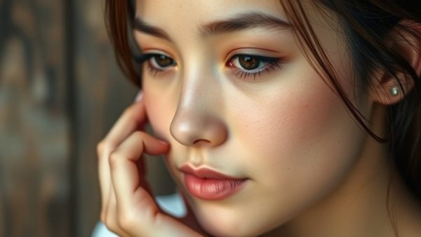 Serene young woman cares for skin with affordable retinol.