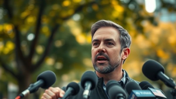 Man addressing press on NYC mayor challenges, speaking passionately.