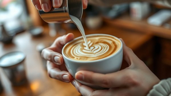 Latte art being crafted at a boutique cafe in Old City.