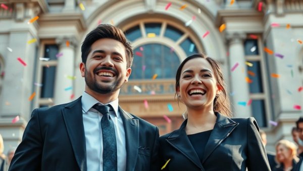 Celebratory scene at Mamdani Takes Office inauguration with confetti.