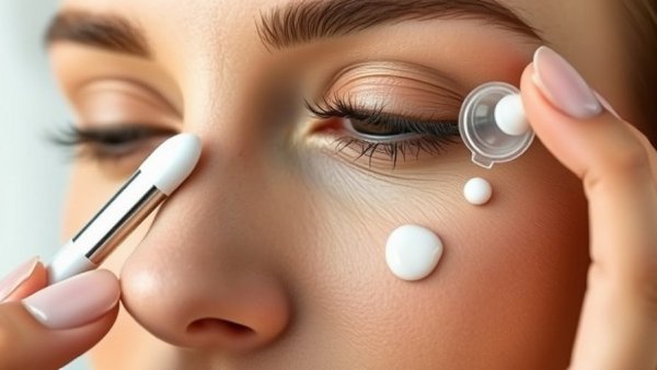 Woman applying eye cream, smooth skin, radiant complexion.