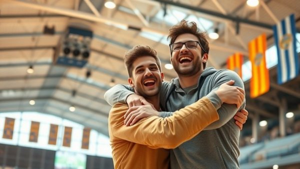 Joyful athletes at Winter Games Special Olympics NJ in sports venue.