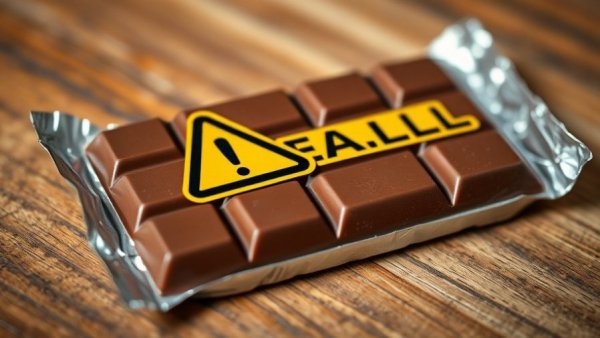 Chocolate bar recall due to salmonella warning symbol.