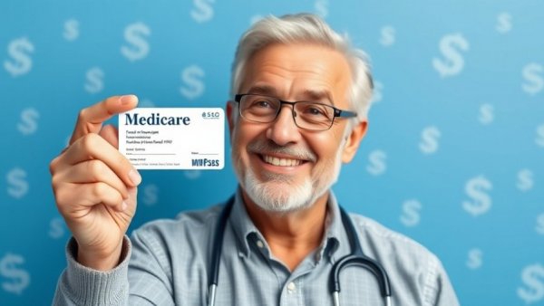 Smiling mature man holding Medicare card, consider buying a Medicare Supplement plan.