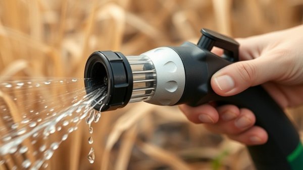 Hoselink retractable garden hose sprayer with water flowing.