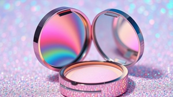 2016 makeup products nostalgia: Pastel rainbow highlighter on glitter.