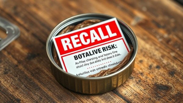 Canned tuna recall botulism risk warning sign.