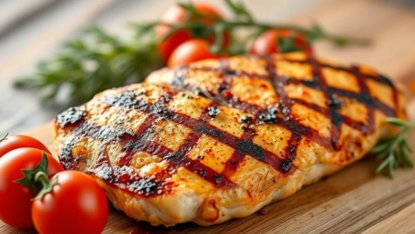 Chicken recall due to Listeria risk, grilled chicken breasts with warning sign.