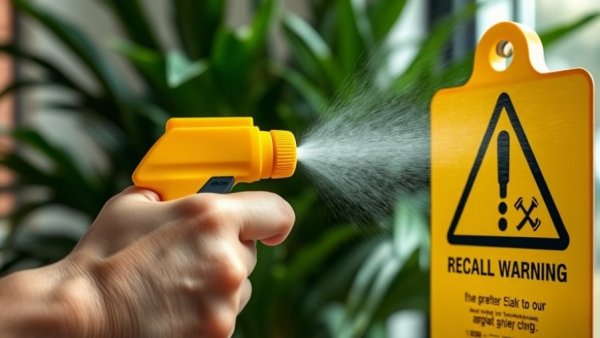 Stain remover spray being recalled with warning sign.