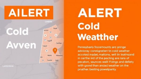 Cold Weather Advisory alert for Central Pennsylvania with map.