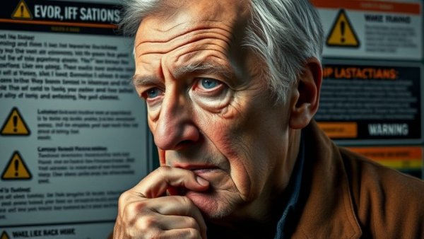 Medicare Advantage disadvantages overview with concerned man and warning symbols.