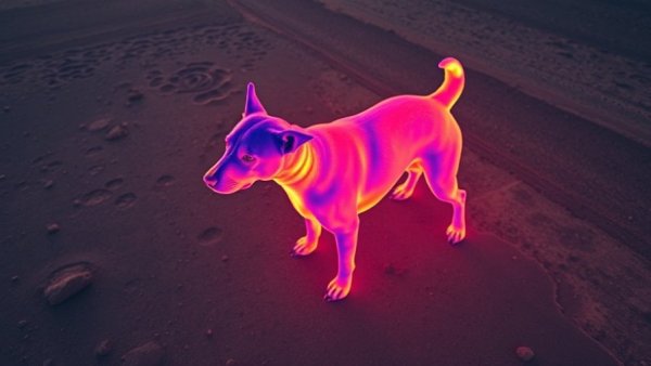 Thermal drone helps locate missing dog in desert landscape.
