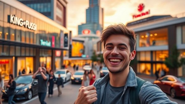 Moving to King of Prussia PA, exploring the lively suburb in an evening scene.