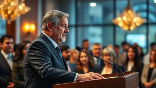 Man at podium addressing audience, project U.S. adult obesity rates.