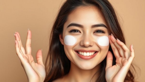 Woman using under-eye patches for skin pigmentation treatment.