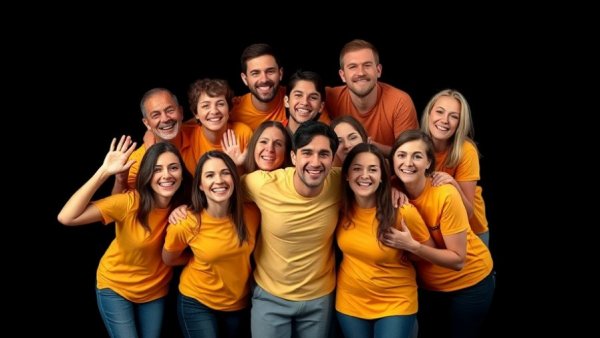 Group forming a pyramid, East Penn shirts, studio, Bianca Early District 3 Section IV gold.