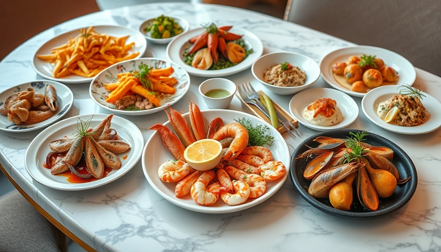 Elegant gourmet dishes spread on marble, Best Restaurants in Fishtown.
