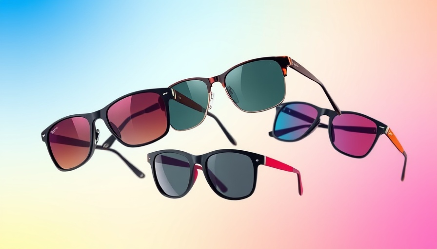 Stylish running sunglasses display against a gradient background.