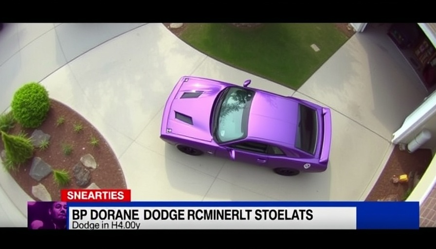 Security footage of a Dodge Hellcat theft in a driveway.
