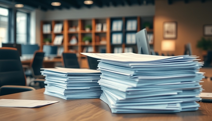 Tidy desk with insurance forms in office setting, self-defense insurance policy.